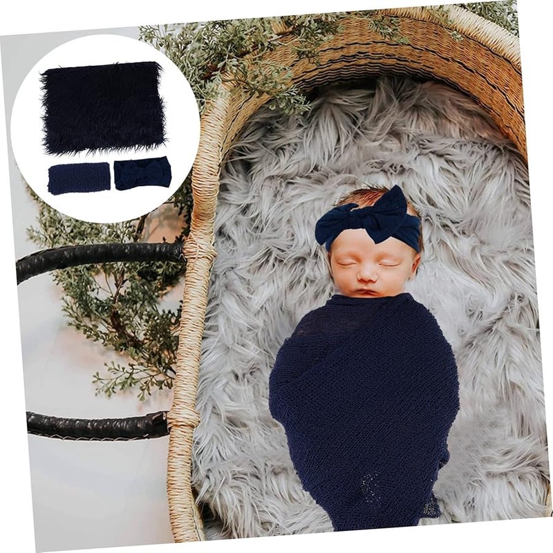Newborn Photography Props Swaddle Wrap Headband Blanket Set for Boys - Image 5