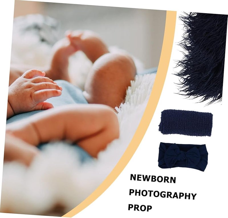 Newborn Photography Props Swaddle Wrap Headband Blanket Set for Boys - Image 4