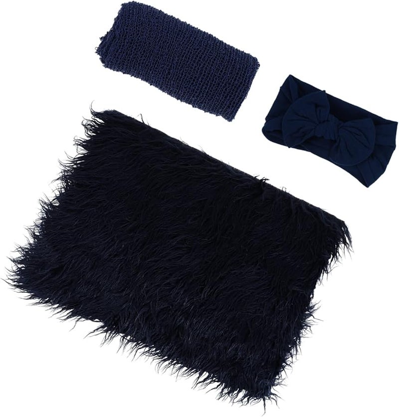 Newborn Photography Props Swaddle Wrap Headband Blanket Set for Boys - Image 2