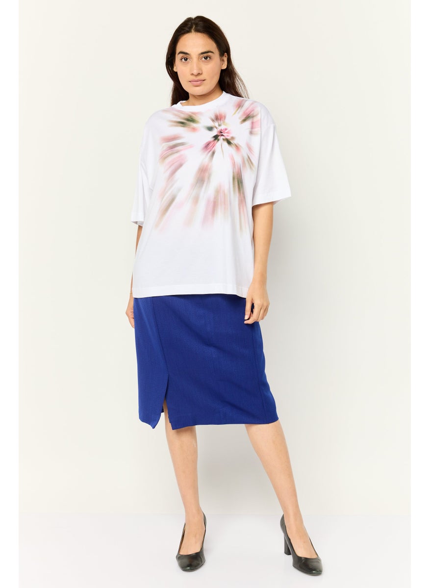 ESPRIT Women Crew Neck Short Sleeves Tie Dye T-Shirt, White  - Image 2