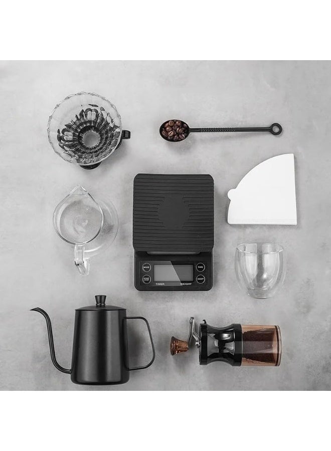 MOSH V60 Portable Pour Over Coffee Maker Set with Manual Grinder, Gooseneck Kettle with Thermometer, Scale, Reusable Filter & Travel Case – Complete Coffee Brewing Kit for Travel & Home - Image 5