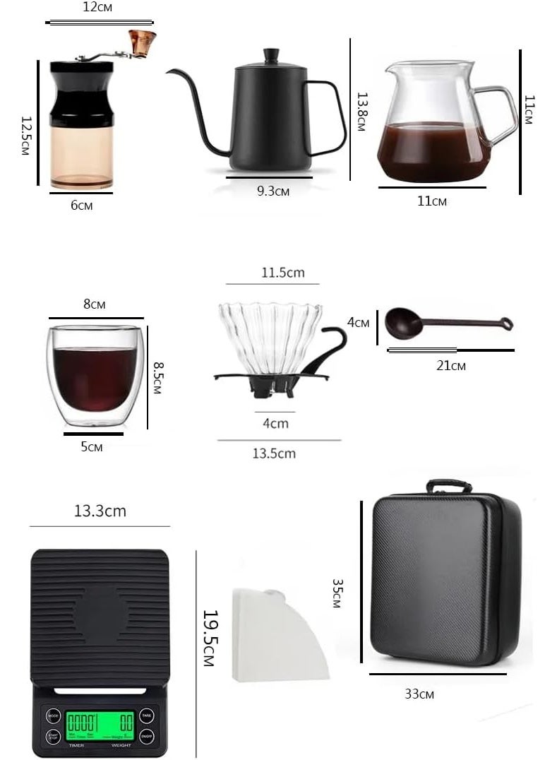 MOSH V60 Portable Pour Over Coffee Maker Set with Manual Grinder, Gooseneck Kettle with Thermometer, Scale, Reusable Filter & Travel Case – Complete Coffee Brewing Kit for Travel & Home - Image 4