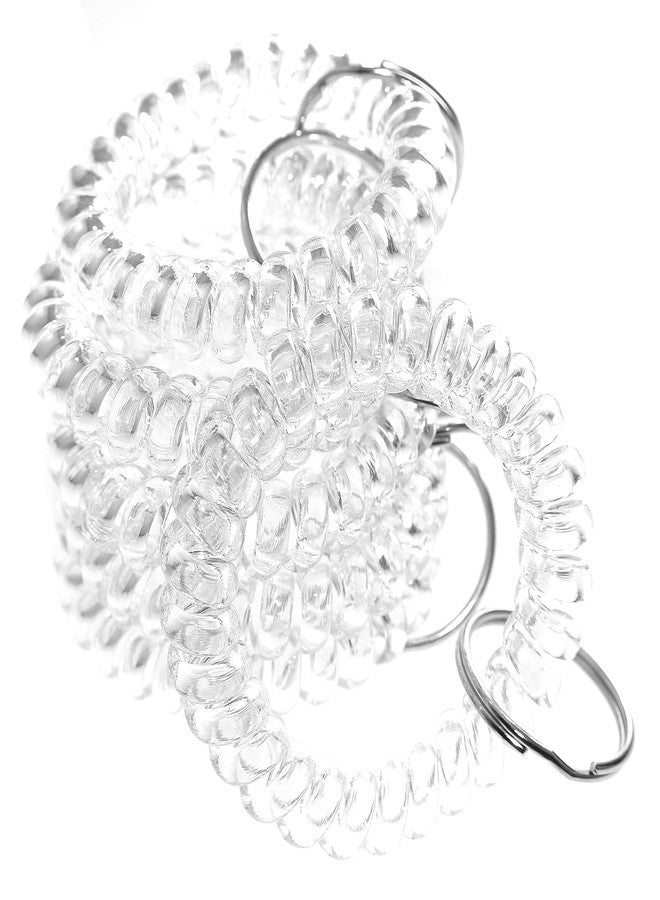 Lind Kitchen 6PCS Spring Spiral Wrist Coil Key Chain, Plastic Spring Hand Ring Key Ring (Flat Wire), Wristband Key Ring, White - Image 1