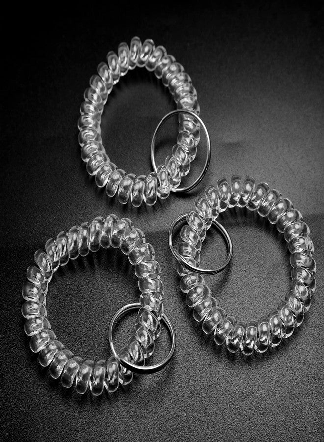Lind Kitchen 6PCS Spring Spiral Wrist Coil Key Chain, Plastic Spring Hand Ring Key Ring (Flat Wire), Wristband Key Ring, White - Image 3