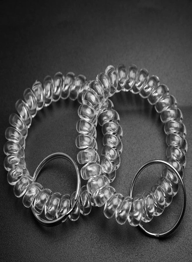 Lind Kitchen 6PCS Spring Spiral Wrist Coil Key Chain, Plastic Spring Hand Ring Key Ring (Flat Wire), Wristband Key Ring, White - Image 2