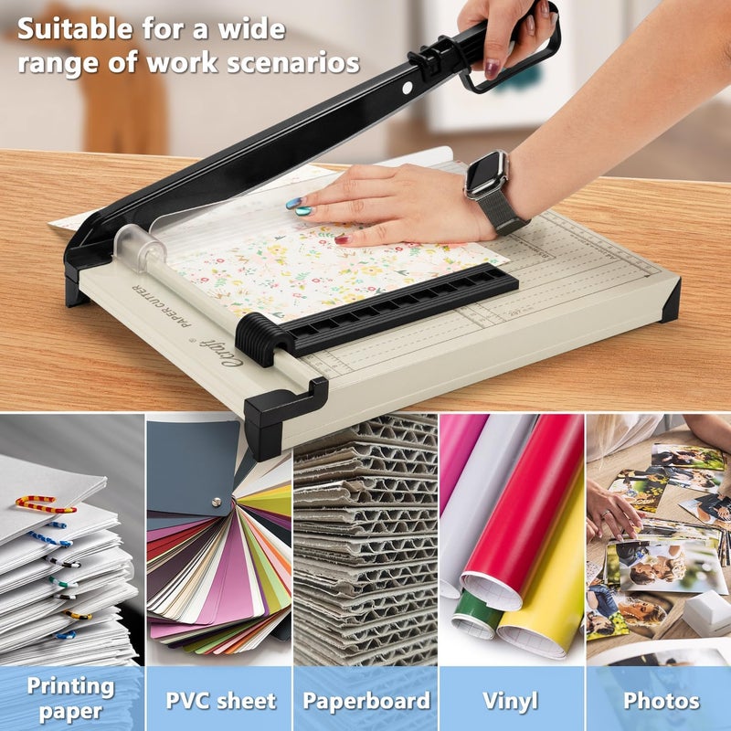 Ecraft 12" Guillotine Paper Cutter：Paper Trimmer Accurate Cutting with Safety Guard,15 Sheets Capacity,Magnetic Guide,Heavy Duty Metal Base, Perfect for Cardstock,Cardboard,Vinyl,Crafts & Photos - Image 5