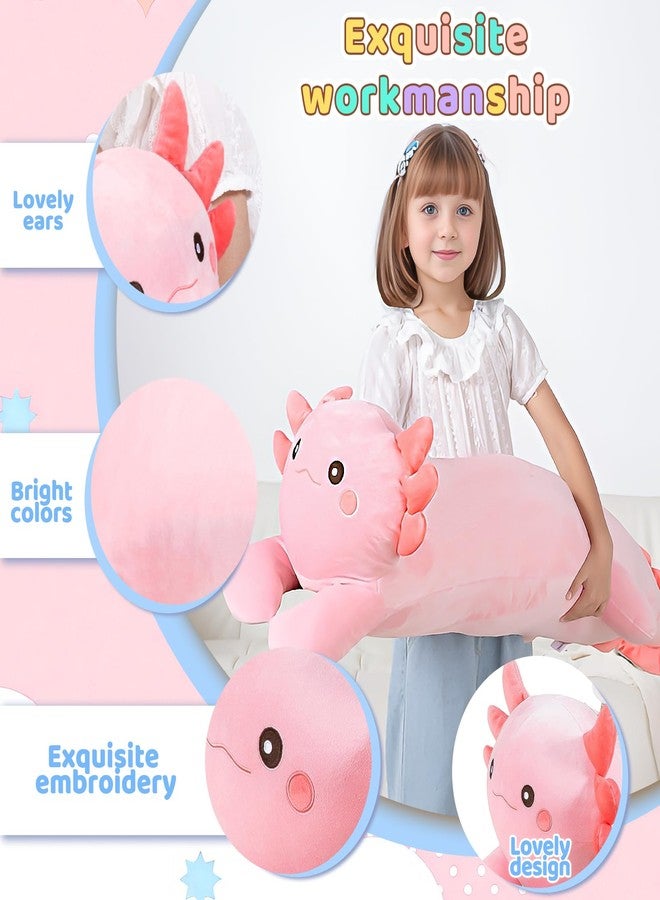 MMguai 40'' Big Pink Axolotl Plush Stuffed Animal, Large Axolotl Long Body Pillow Plush Toy, Giant Soft Stuffed Salamander Plushie Gift for Kids Boys Girls, Birthday - Image 3