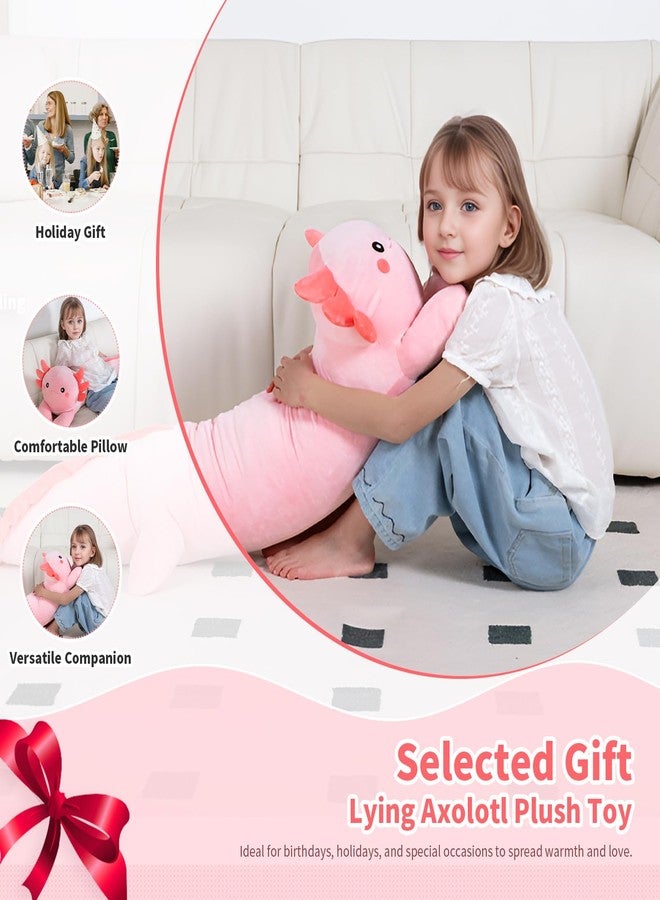 MMguai 40'' Big Pink Axolotl Plush Stuffed Animal, Large Axolotl Long Body Pillow Plush Toy, Giant Soft Stuffed Salamander Plushie Gift for Kids Boys Girls, Birthday - Image 5