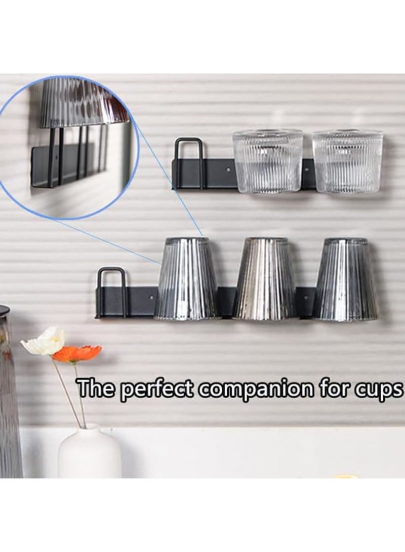 SOLARAE حامل أكواب مثبت على الحائط، 2 قطعة حامل أكواب قهوة لتعليق الأكواب لعرض الأكواب، بدون حفر مع 4 حوامل أكواب، تخزين الأكواب للمطبخ، غرفة المعيشة - Image 3