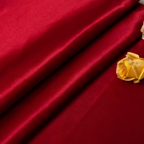 Filloxy Satin Fabric | 44" Wide-600 TC Shiny, Silky Solid Cloth for Bridal Wedding Dress, Fashion Crafts, Costumes, Decorations, Sewing, Draping Gift Wrapping Party Decoration (Red, 1 Meter) - Image 2