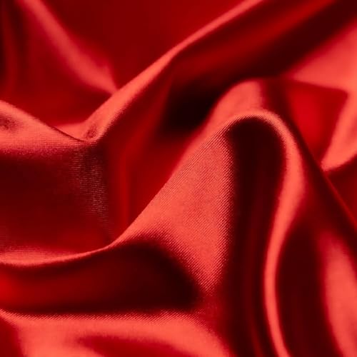 Filloxy Satin Fabric | 44" Wide-600 TC Shiny, Silky Solid Cloth for Bridal Wedding Dress, Fashion Crafts, Costumes, Decorations, Sewing, Draping Gift Wrapping Party Decoration (Red, 1 Meter) - Image 3