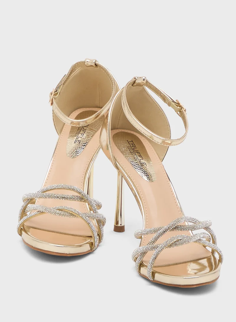 Truffle Heeled Sandal With Ankle Strap