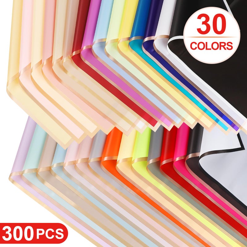 FF Sgdfc 300 Sheets Gold Edge Flower Wrapping Paper Waterproof Bouquet Packaging Paper Florist Bouquet Supplies for Wedding DIY Craft Gift Packing (30 Colors) - Image 2