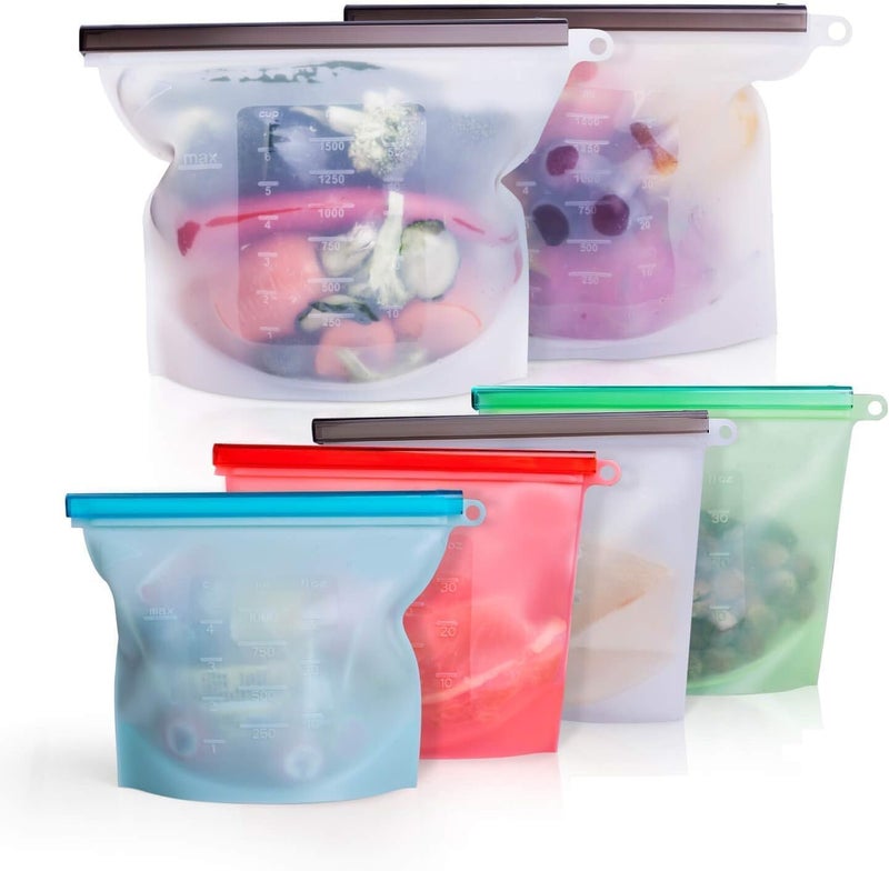 Lukzer Lukzer 4Pc Silicone Reusable Food Storage Leftover Snacks, Vegetable, Fruit, Eco-Friendly Food Wraps Airtight Seal Food Preservation Leakproof Ziplock for Fridge & Microwave Safe BPA Free (Multicolor) - Image 4