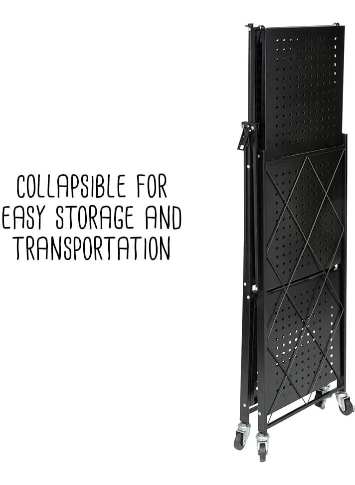 بلومنغ تايم رف معدني متعدد الاستخدامات قابل للطي من 3 مستويات بعجلات - أسود - Image 4