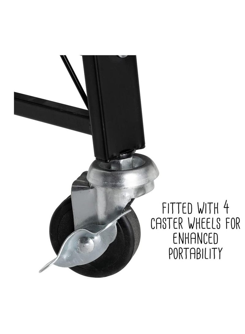 بلومنغ تايم رف معدني متعدد الاستخدامات قابل للطي من 3 مستويات بعجلات - أسود - Image 3