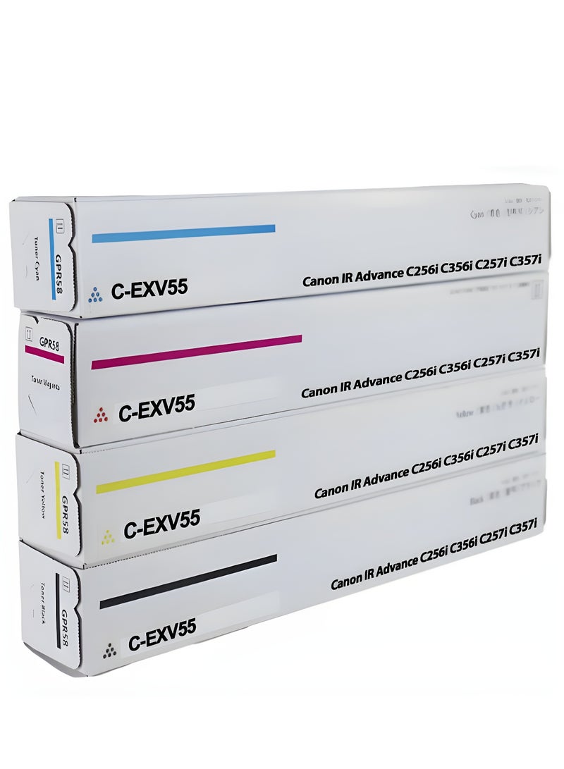 Office Maker Compatible C-EXV 55 Toner Cartridge for imageRUNNER ADVANCE C256i, C257i, C259i, C356i, C357i, C359i Printers - Full set - Image 1