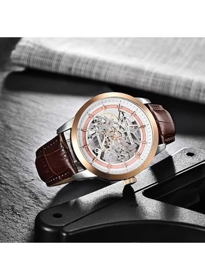 PAGANI DESIGN Men's Skeleton Automatic Watches Genuine Leather Strap Waterproof Wrist Watch for Man Steampunk Luxury Clock with Deployment Clasp - Image 2