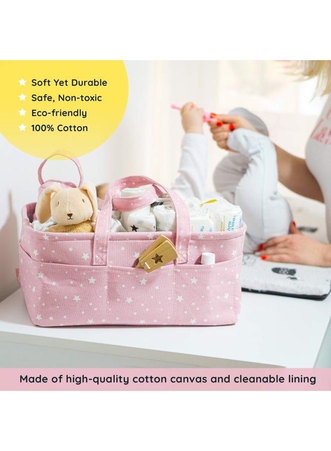 Starhug  Baby Diaper Caddy Organizer - Baby Shower Basket Large Nursery Storage Bin For Changing Table Car Travel Tote Bag Newborn Registry Must Have Bonus Bottle Cooler Pink  - Image 3