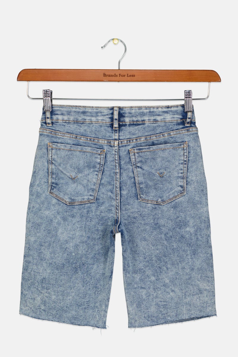 Hudson Kids Girl Washed Denim Shorts, Wash Blue  - Image 2