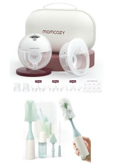 Electric, Hands Free, Portable M5 Double Breast Pump With 3 Modes And 9 Levels & Momcozy Bottle Brush Kit, Innovative Push-Press Design for Better Cleaning