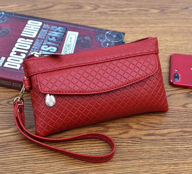 2020 Womens Simple Clutch Korean Embossed Plaid Paohong 