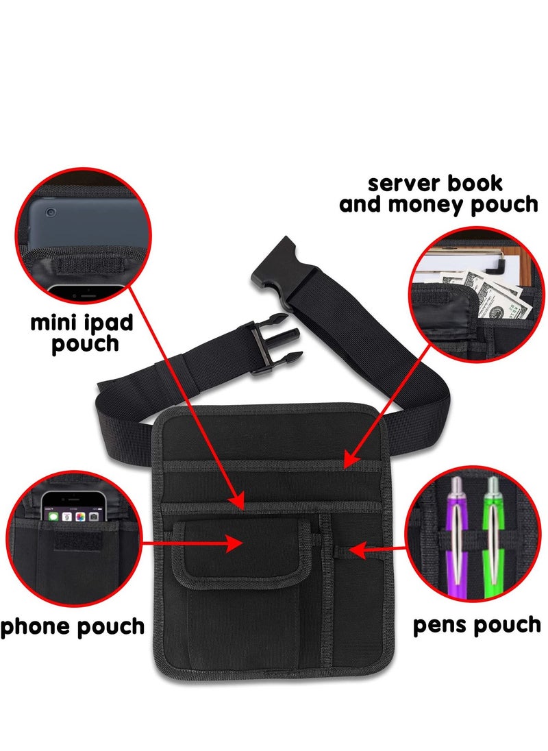 SYOSI Premium Quality Restaurant Waiter Waist Money Pouch Bag with Pockets Restaurant Apron Bag with Adjustable Belt Check Holder  - Image 3