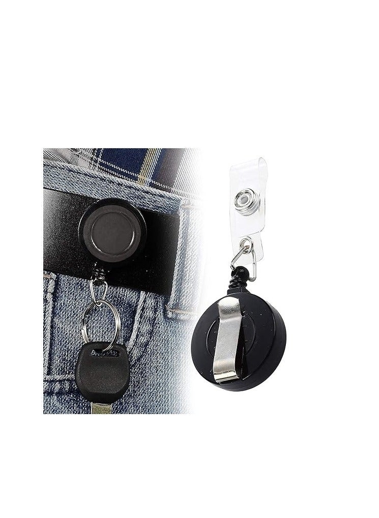 Terabyte 10 Pack ID Badge Holder With Clip,Badge Reels Retractable Heavy Duty Clear Id Card Vertical Lanyard Holder with Carabiner Badge Reel With 24 inches Pull Cord 10 pcs - Image 4