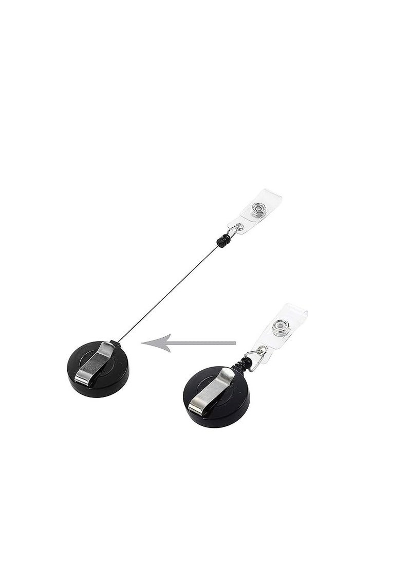 Terabyte 10 Pack ID Badge Holder With Clip,Badge Reels Retractable Heavy Duty Clear Id Card Vertical Lanyard Holder with Carabiner Badge Reel With 24 inches Pull Cord 10 pcs - Image 5