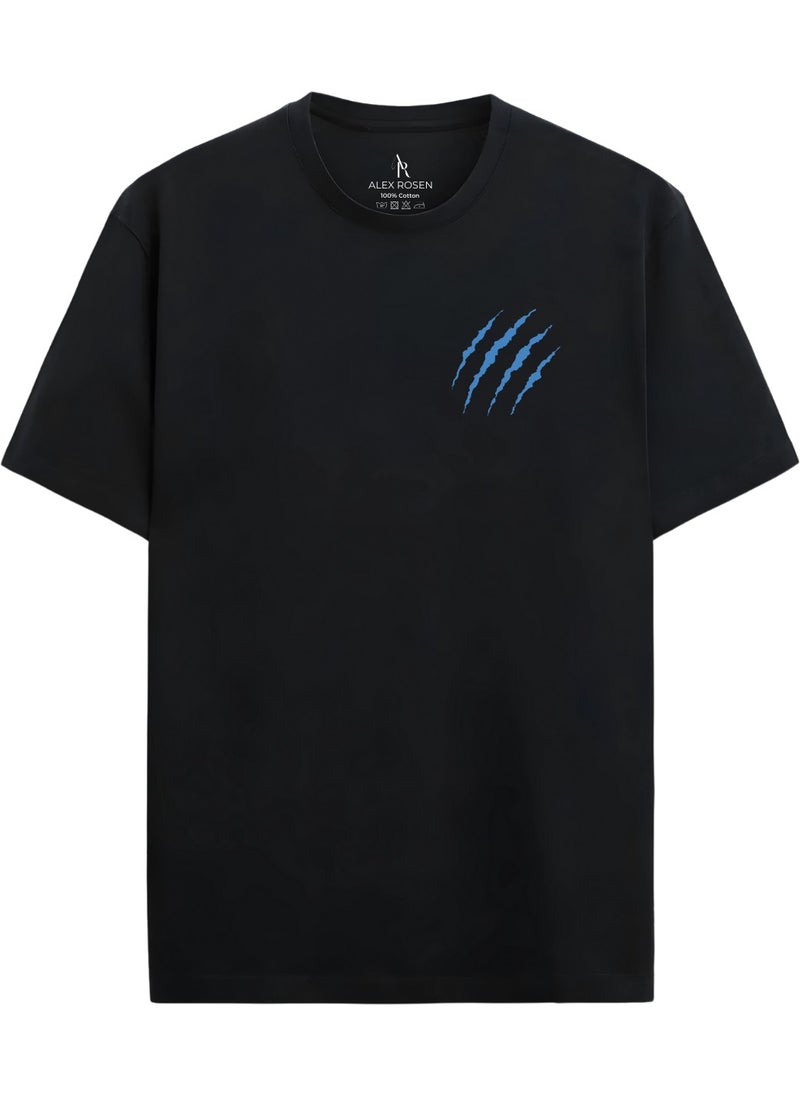Alex Rosen Oversize Crew Neck Tiger Printed Short Sleeve Black T-Shirt  - Image 2