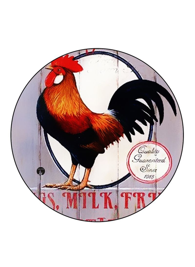 Rooster Printed Mouse Pad Round  Multicolour