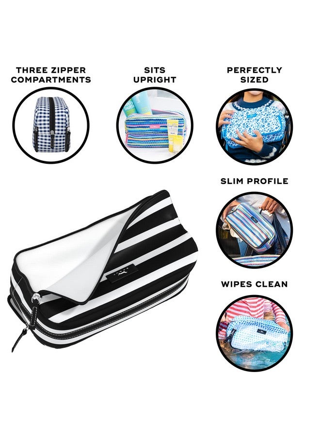 SCOUT 3Way Bag Travel Makeup Pouch And Toiletry Bag For Women With Three Zipper Compartments Stands Upright Wipes Clean - Image 3