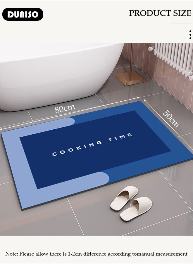 DUNISO Diatom Kitchen Rug Mat, Super Absorbent Kitchen Mat, Anti-Slip Bathroom Floor Mats and Quick Dry Bath Rug,Thickened,Soft, Easier Clean Carpet,Floor Mat, Door Mat,Used for Bathroom, Toilet, Kitchen Entrance,50*80cm  - Image 2