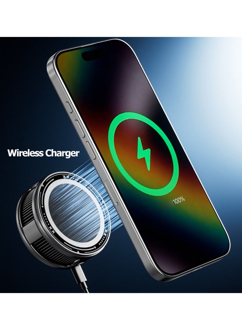 Memo Magnetic Phone Cooler with 15W Wireless Charger, Portable Phone Cooling Fan, Charging while Cooling Your Phone and Tablet, Universal Phone Fan Cellphone Radiator for iOS/Android/Tiktok Live Streaming/Game ect,Black+RGB - Image 3