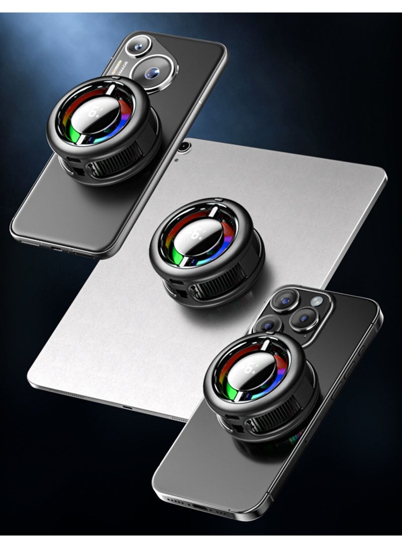 Memo Magnetic Phone Cooler with 15W Wireless Charger, Portable Phone Cooling Fan, Charging while Cooling Your Phone and Tablet, Universal Phone Fan Cellphone Radiator for iOS/Android/Tiktok Live Streaming/Game ect,Black+RGB - Image 4