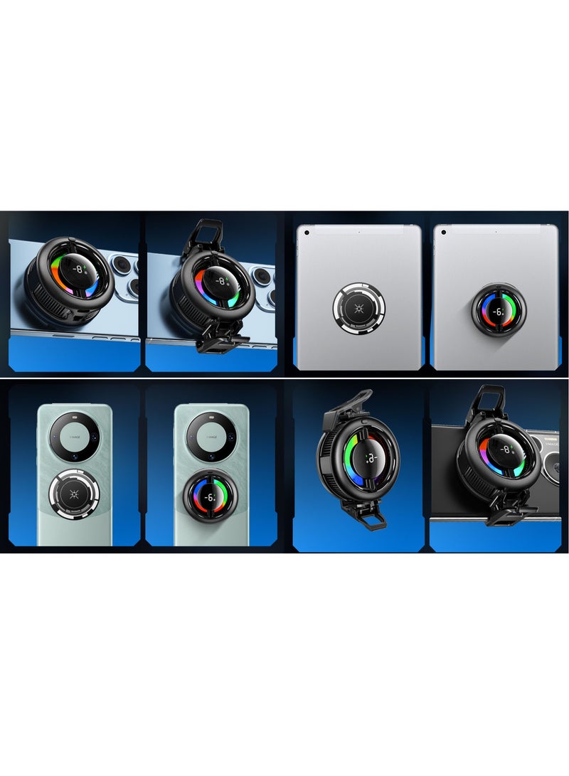 Memo Magnetic Phone Cooler with 15W Wireless Charger, Portable Phone Cooling Fan, Charging while Cooling Your Phone and Tablet, Universal Phone Fan Cellphone Radiator for iOS/Android/Tiktok Live Streaming/Game ect,Black+RGB - Image 5