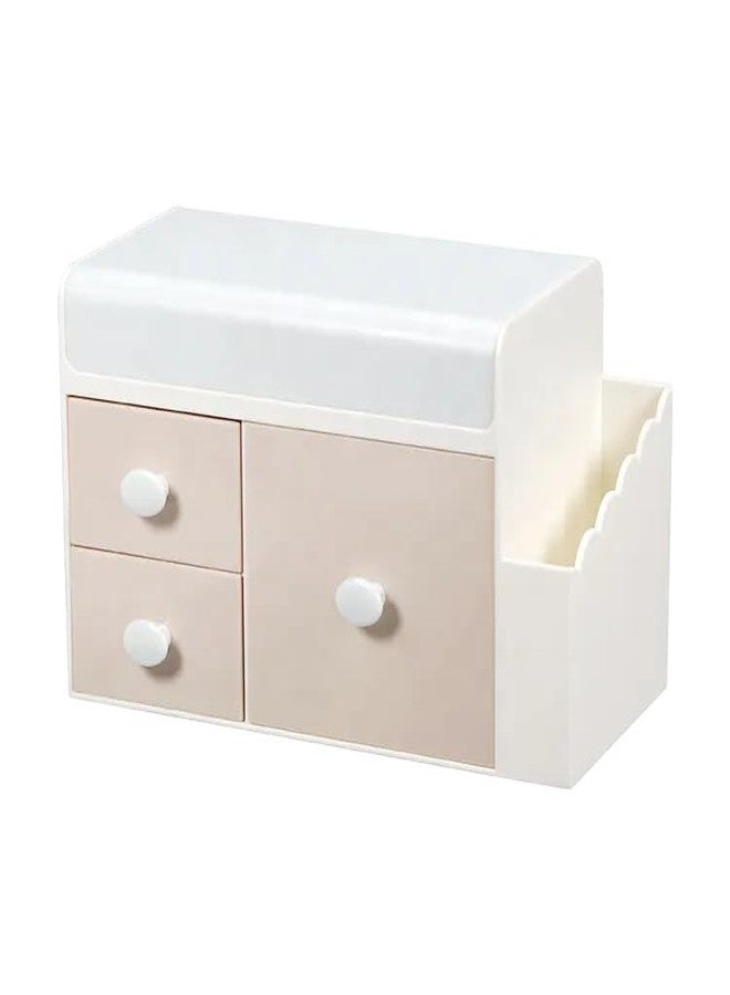 VANKALP | Multifunctional Desk Organiser | Supplies Stationery Storage Box | with 6 Compartments & 2 Drawer Desktop | for Pens Staplers Clips Sticky Notes Mobile Holder Office | (Plastic) (White) - Image 1