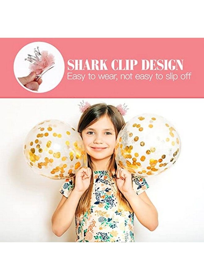BESTOYARD - 2Pcs Diamond Crown Hair Pin Princess Flower Mesh Hair Clips Rhinestone Crystal Tiara Hair Barrettes For Kids Party Hair Accessory (Pink) - Image 1