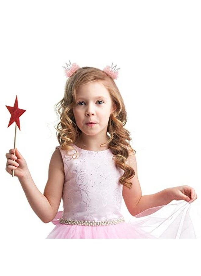 BESTOYARD - 2Pcs Diamond Crown Hair Pin Princess Flower Mesh Hair Clips Rhinestone Crystal Tiara Hair Barrettes For Kids Party Hair Accessory (Pink) - Image 1