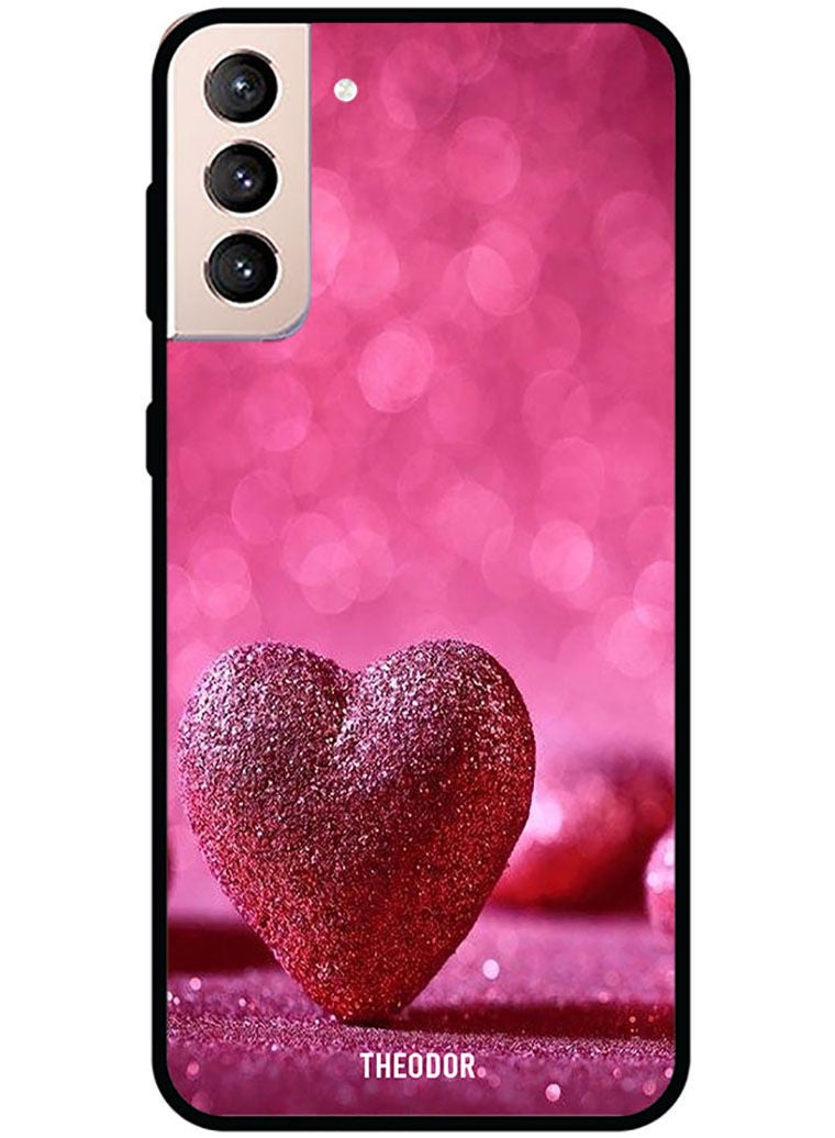Theodor Protective Case Cover For Samsung Galaxy S21 Dark Pink Gliter Heart
