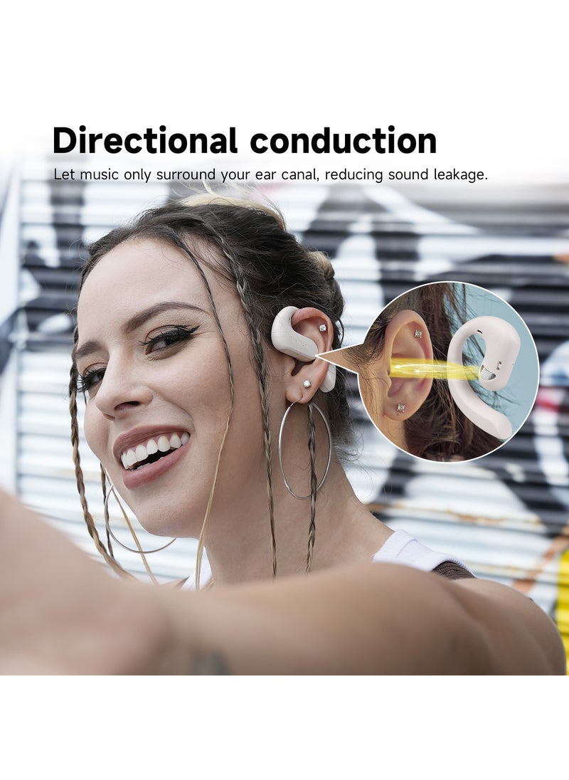 OpenRock - Open Ear Headphones Wireless Hanging Earphones Bluetooth 5.2 Dual Microphone Call Noise Reduction 7800 Mah Ultra Long Standby Ipx5 Waterproof Suitable For Outdoor Sports White - Image 1
