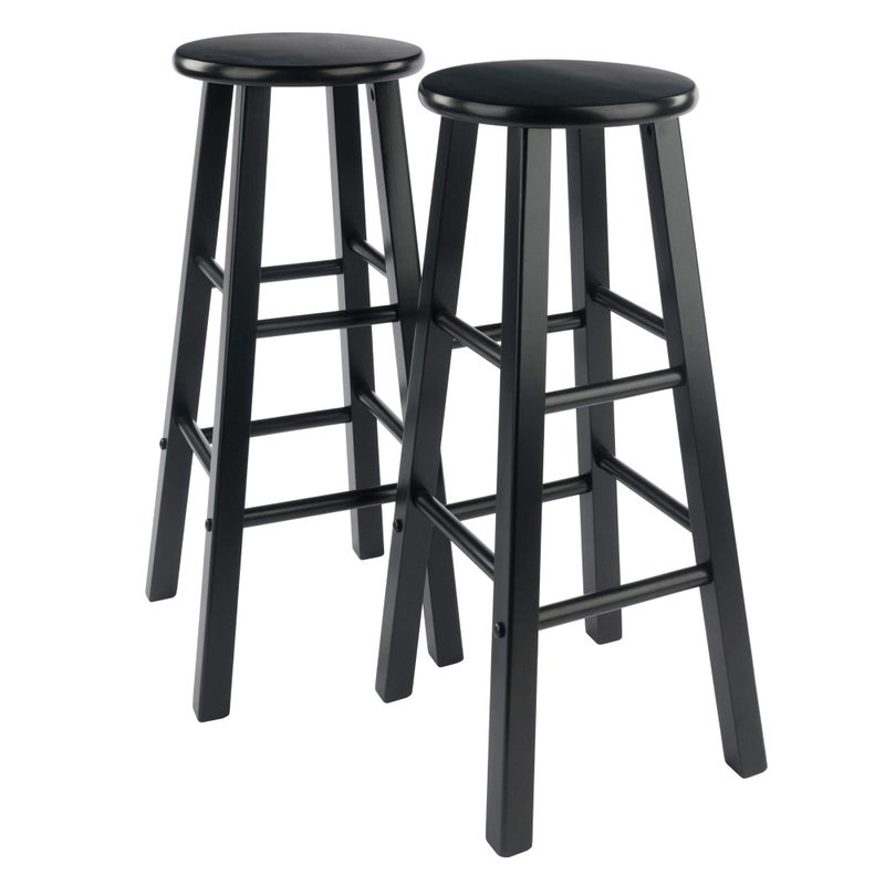 Winsome Winsome Element 2Piece 29In Bar Stool Set Black Finish Solid Wood Modern Design 