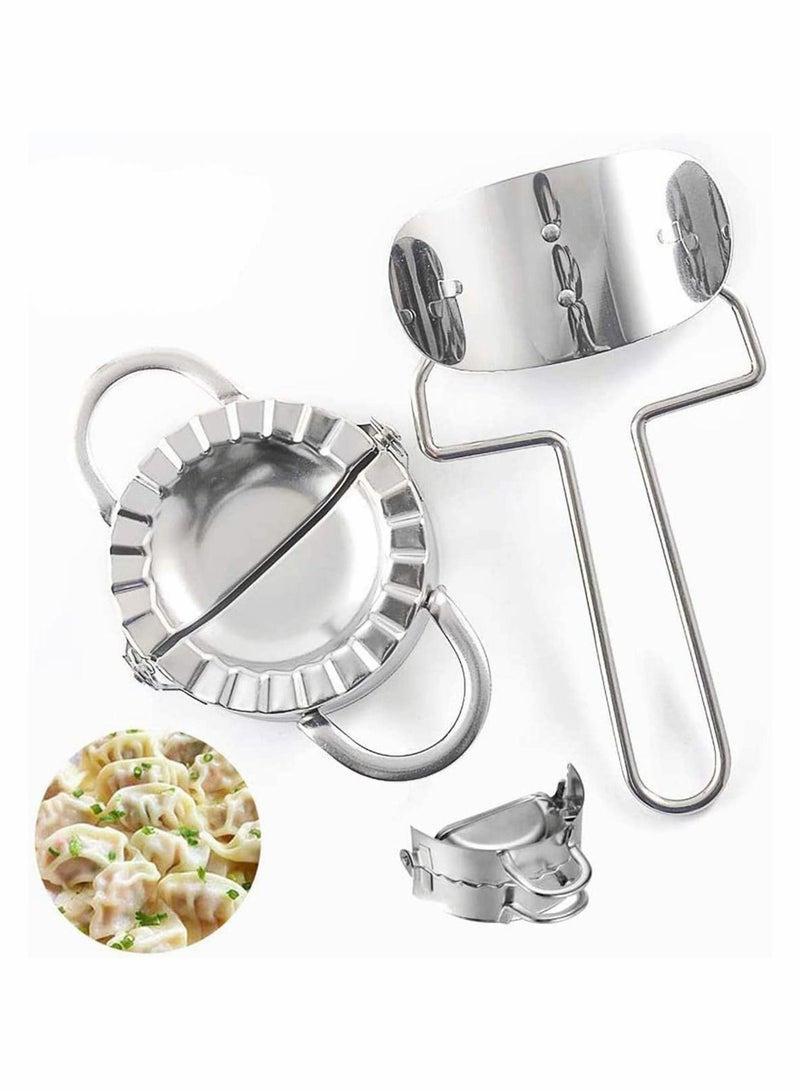 NIBEMINENT Stainless Steel Dumplings Maker Set, Dumpling Press molds, Chinese Pie Ravioli Empanadas Mold Kitchen Accessories, 2 Pieces - Image 1