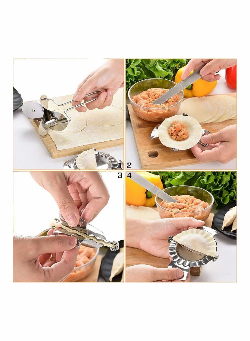 NIBEMINENT Stainless Steel Dumplings Maker Set, Dumpling Press molds, Chinese Pie Ravioli Empanadas Mold Kitchen Accessories, 2 Pieces - Image 4