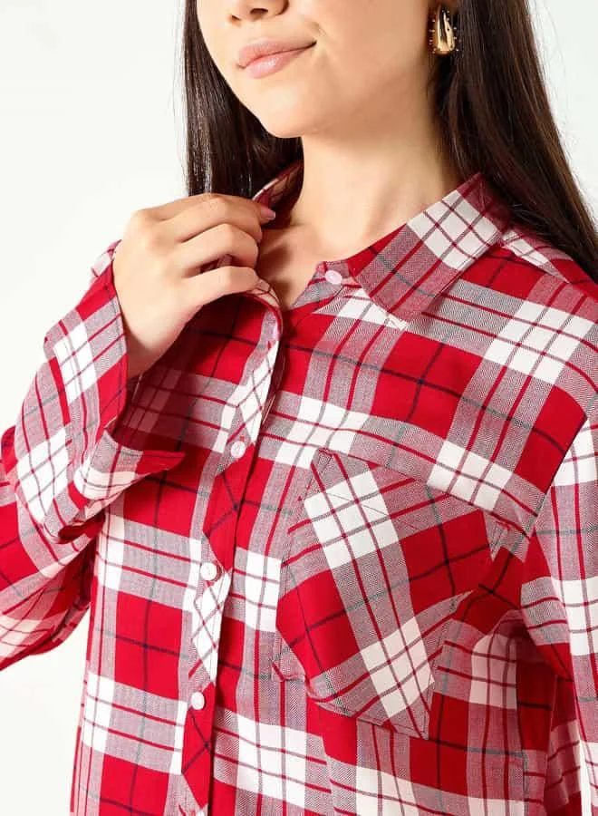 Lee Cooper Lee Cooper Relaxed Fit Checked Shirt with Chest Pocket