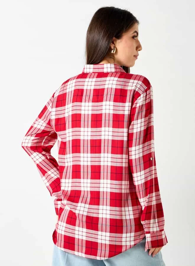 Lee Cooper Lee Cooper Relaxed Fit Checked Shirt with Chest Pocket