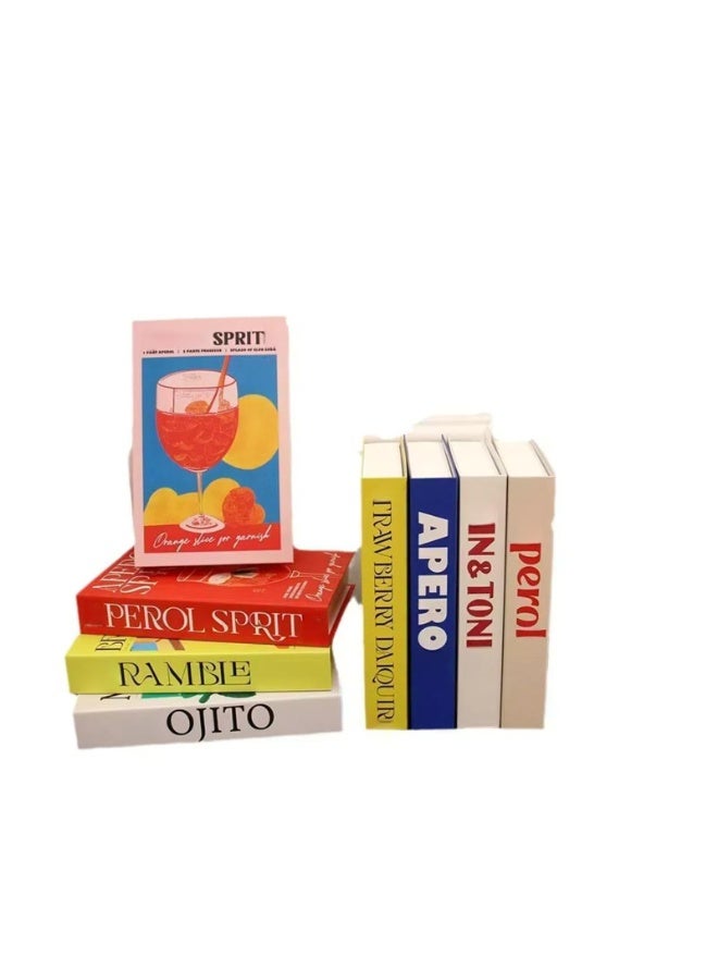 5 قطع من كتب الديكور، مجموعة كتب عصرية بتصميم غلاف مقوى، ديكور منزلي، عرض أكوام كتب وهمية لرفوف الكتب وديكور غرفة المعيشة. - Image 1