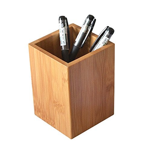 YOSCO Bamboo Wood Desk Pen Pencil Holder Stand Multi Purpose Use Pencil Cup Pot Desk Organizer - Image 5