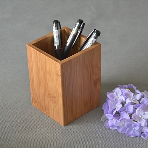 YOSCO Bamboo Wood Desk Pen Pencil Holder Stand Multi Purpose Use Pencil Cup Pot Desk Organizer - Image 2