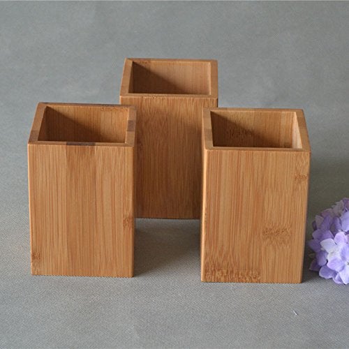 YOSCO Bamboo Wood Desk Pen Pencil Holder Stand Multi Purpose Use Pencil Cup Pot Desk Organizer - Image 3